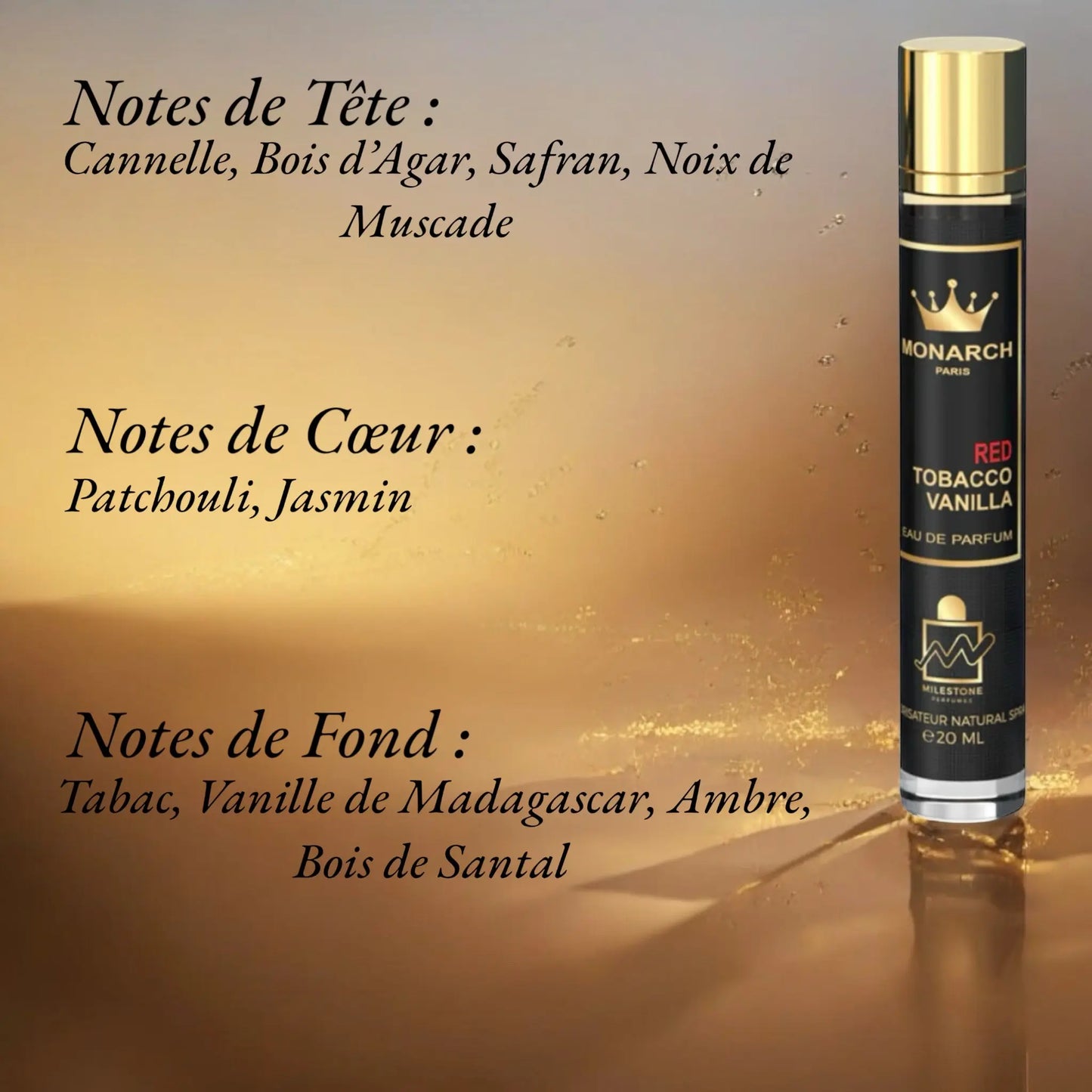 Parfum de Poche Monarch Paris Red Tobacco Vanilla Eau de Parfum Dubaï Emper 20 ml - YOUBAÏ BAÏYOU