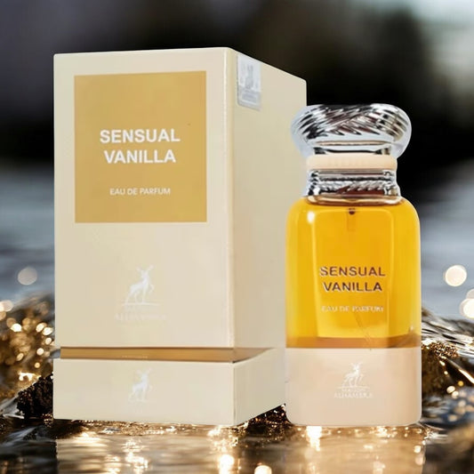 Flacon du parfum Sensual Vanilla Maison Alhambra, une Eau de Parfum vanillée de 80 ml.